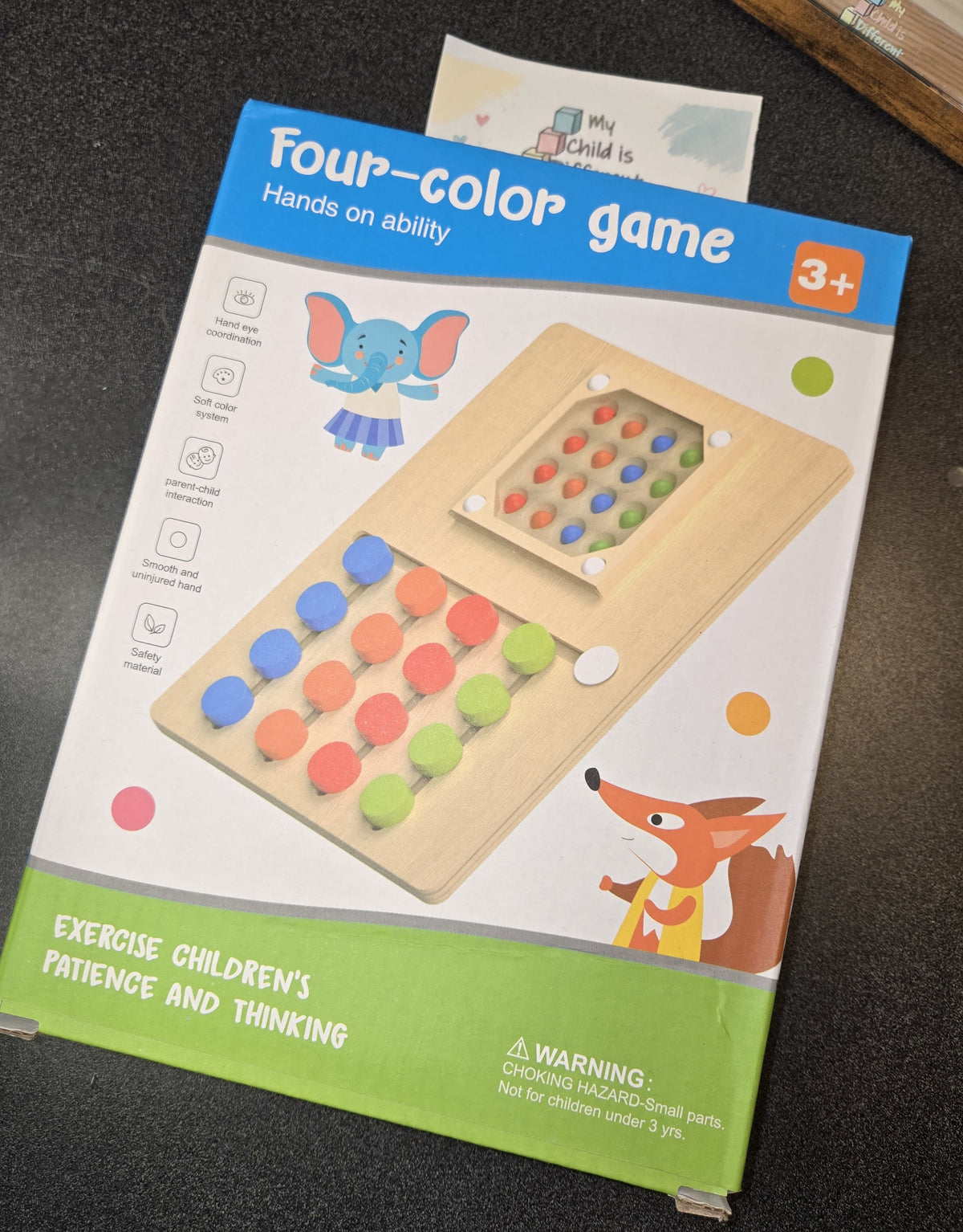 Wooden Four-Color Logic &amp; Shaking Beads Game