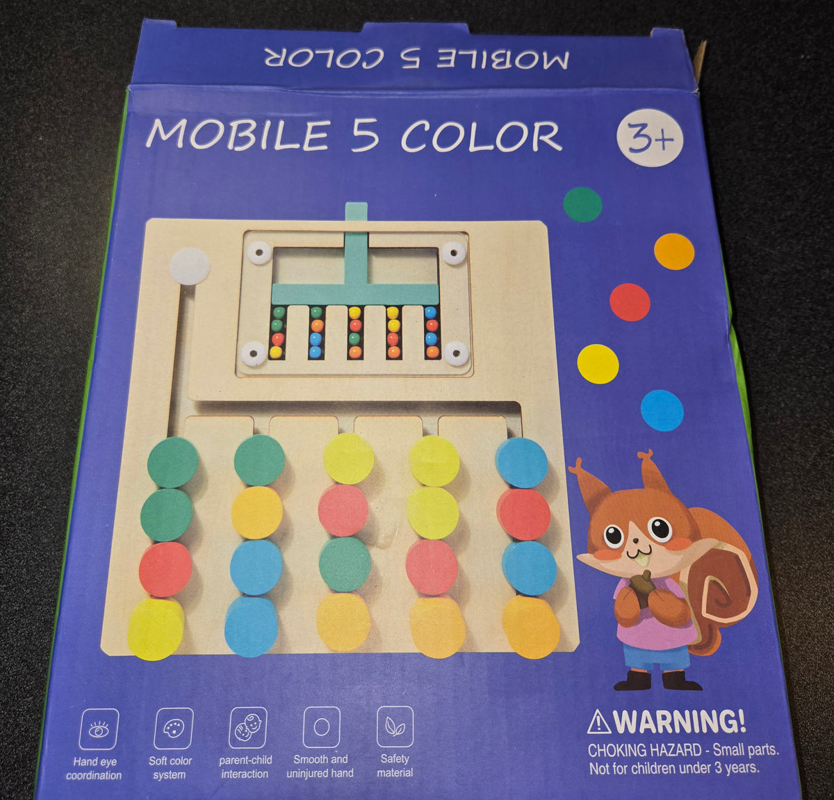 Wooden Five-Color Slide Puzzle Logic Game