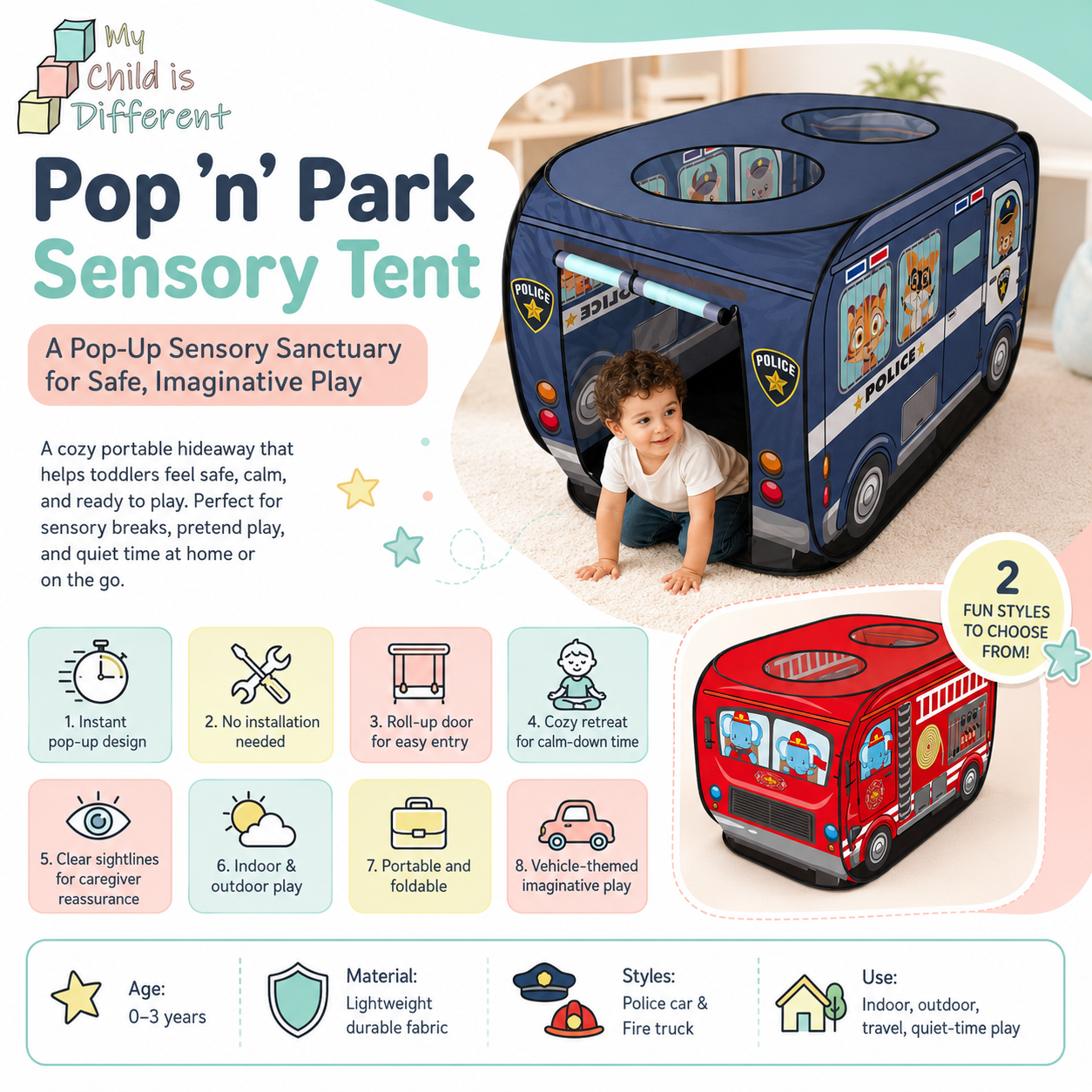Pop 'n' Park Sensory Tent