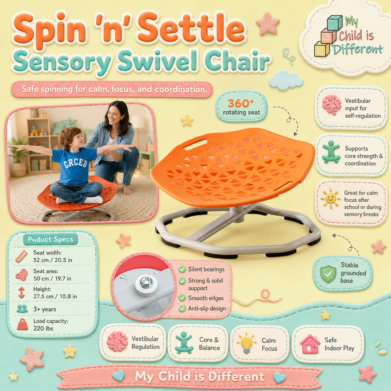Spin 'n' Settle Sensory Swivel Chair