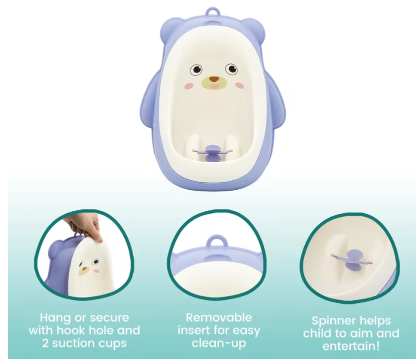Spin 'n' Stream Urinal - Cute Purple Bear