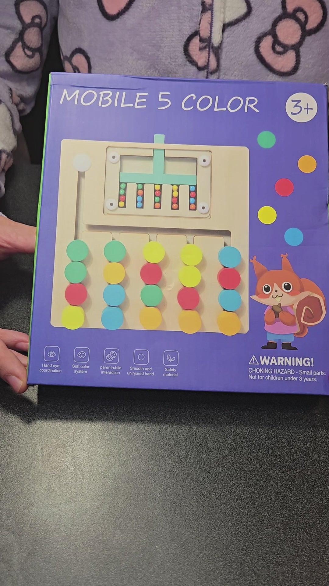 Wooden Five-Color Slide Puzzle Logic Game
